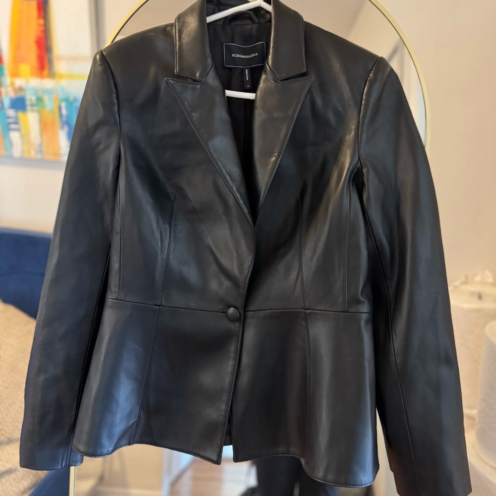 BCBGMaxAzria Black Leather Blazer